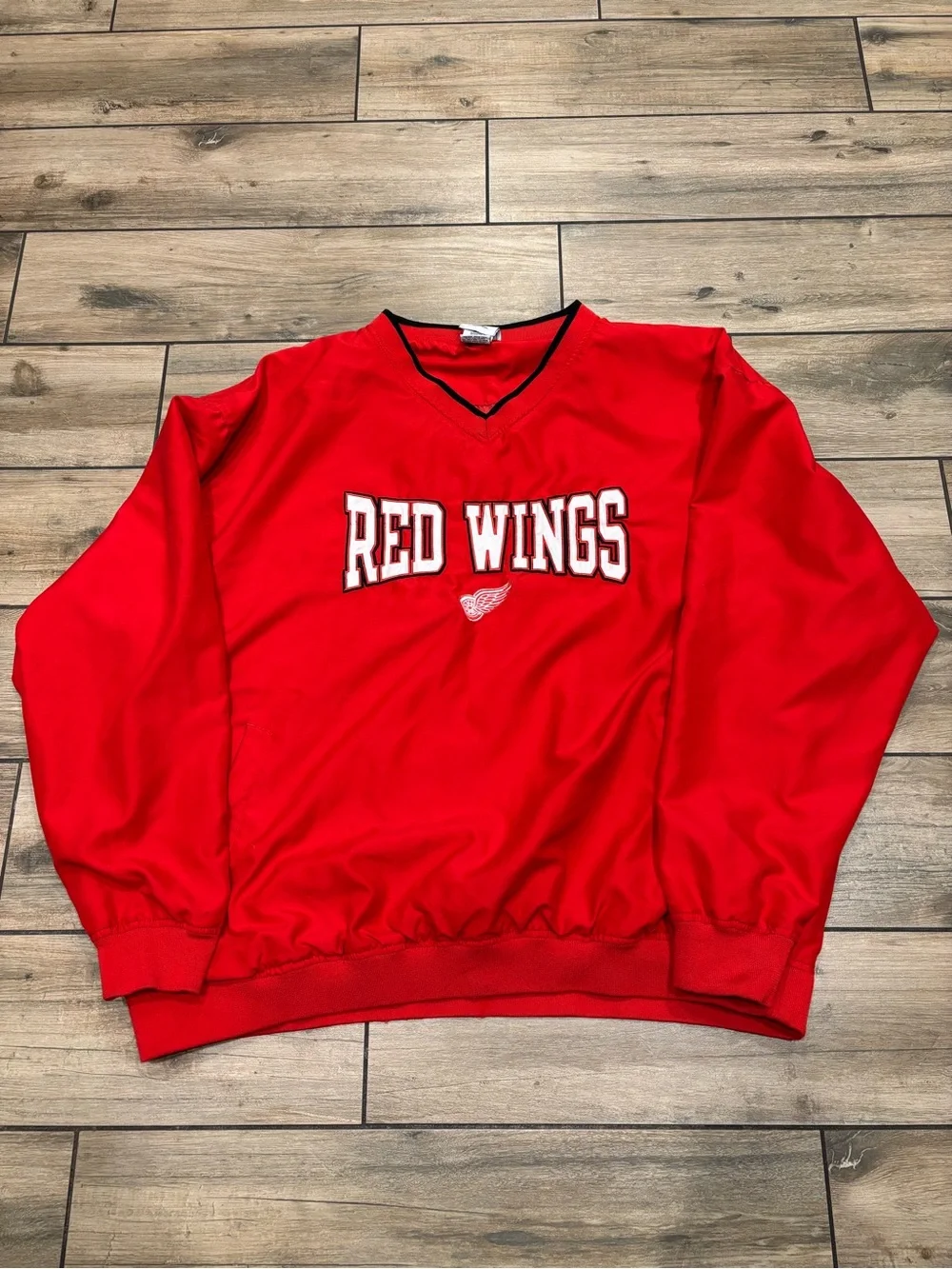 NHL Detroit Red Wings V Neck Windbreaker Pullover Jacket Red XL
